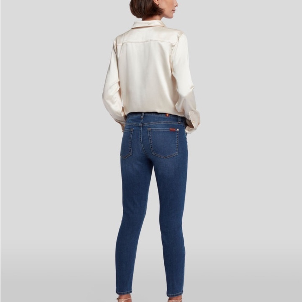 7 For All Mankind Dark Blue b(air) high rise ankle Skinny Jeans - Picture 4 of 15